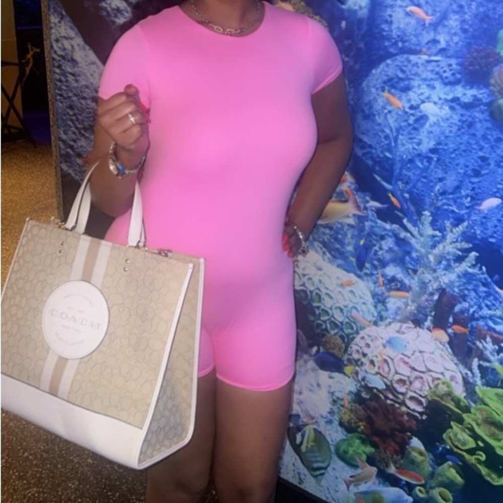 Double lined hot pink romper
